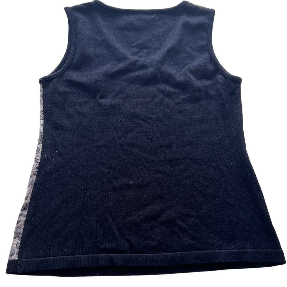 Once 1 Again Black/Gray Animal Print Sequin V-Neck Tank- M - Picture 2 of 5